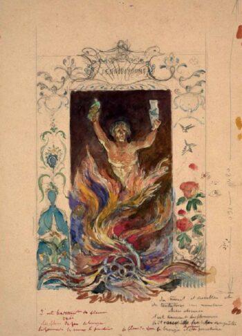 Allégorie des arts du feu dans un foyer, Félix Bracquemond, Musée national Adrien Dubouché